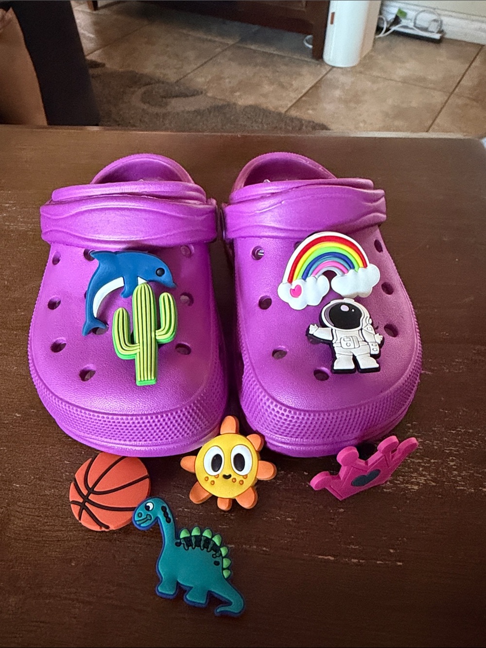 CROCS Kids Purple Slip-On Clogs with Decorative Charms